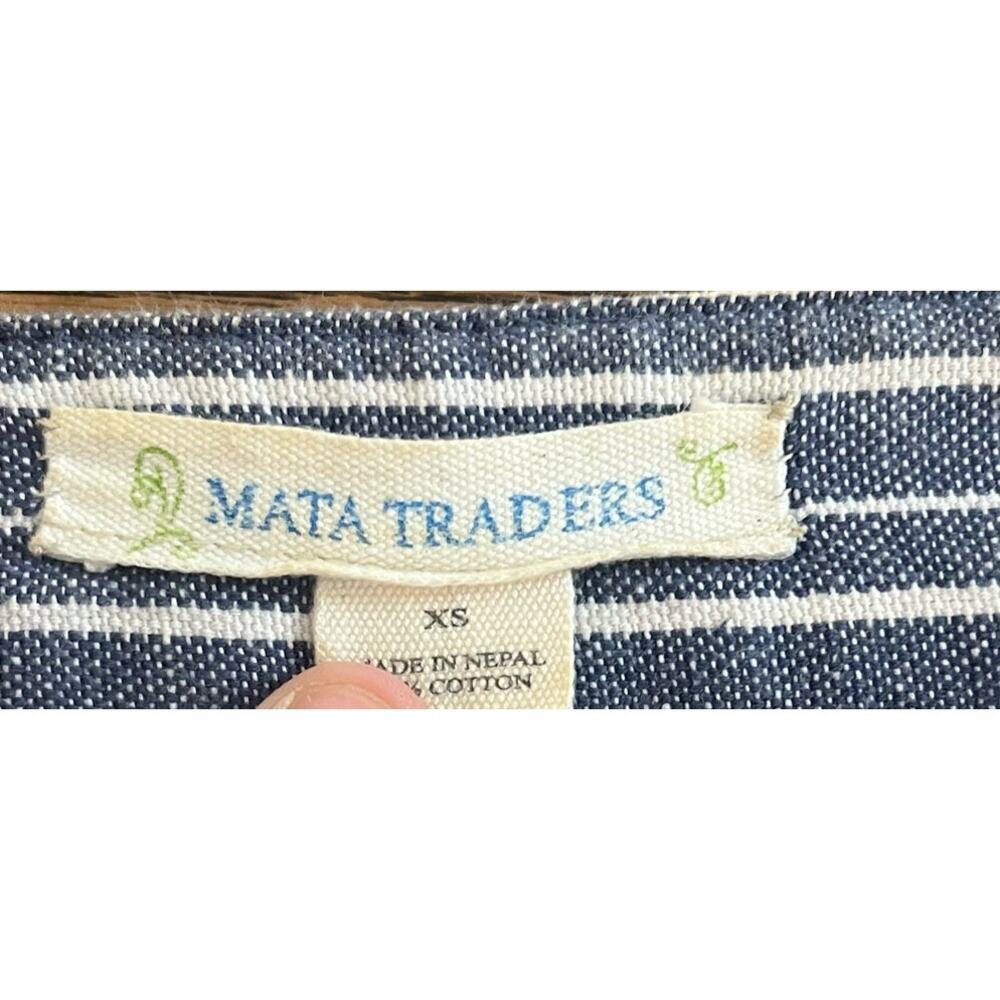 Mata Traders Midi A Line Blue White Striped Button Skirt-XS - Picture 5 of 5